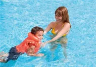 Nafukovacia vesta plávacia DELUXE oranžová, 3-6 rokov