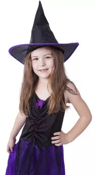 Detský kostým fialový s klobúkom Čarodejnice/Halloween (S)