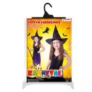 Detský kostým fialový s klobúkom Čarodejnice/Halloween (M)