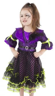 Detský kostým čarodejnice/Halloween fialový (M)