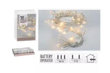Vianočné LED osvetlenoe na batérie - 30 LED - teplá biela