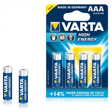 Varta LR03 1,5V High Energy, 4x AAA alkalická baterie Varta LR03 1,5V High Energy, 4x AAA alkalická baterie