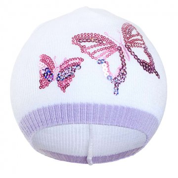 Jesenná detská čiapočka New Baby dva motýliky fialová Jesenná detská čiapočka New Baby dva motýliky fialová