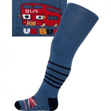Bavlnené pančucháčky New Baby s ABS tmavo modré UK bus Bavlnené pančucháčky New Baby s ABS tmavo modré UK bus