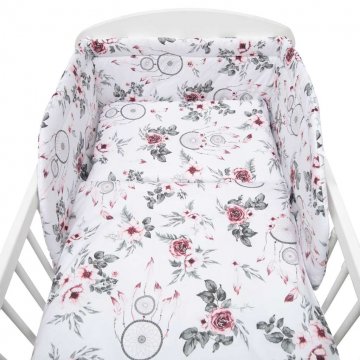 3-dílné ložní povlečení New Baby 100/135 cm bílé květy a pírka 3-dílné ložní povlečení New Baby 100/135 cm bílé květy a pírka