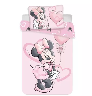 Bavlnené obliečky do postieľky - Minnie Pink Heart Baby - 100 x 135 - Jerry Fabrics
