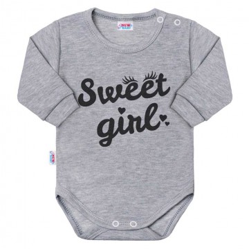 Dojčenské body s dlhým rukávom New Baby Sweet girl sivé Dojčenské body s dlhým rukávom New Baby Sweet girl sivé