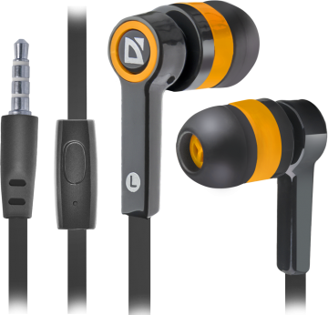 Defender Pulse 420 (black+orange), Sluchátka špuntová s mikrofonem Defender Pulse 420 (black+orange), Sluchátka špuntová s mikrofonem