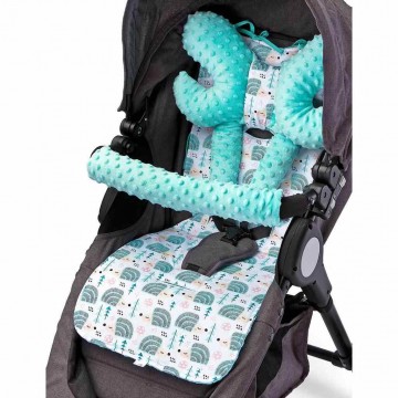 Podložka do kočíka Deluxe Sensillo z Minky vankúšikom mätová Podložka do kočíka Deluxe Sensillo z Minky vankúšikom mätová