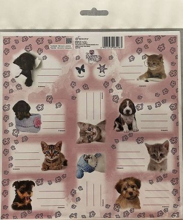 BENIAMIN Samolepící jmenovky Sweet Pets Koťata a Štěňata Papír, 20x20 cm BENIAMIN Samolepící jmenovky Sweet Pets Koťata a Štěňata Papír, 20x20 cm