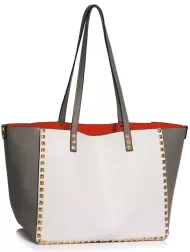 Elegantná kabelka LS00477 - sivo-biela - LS Fashion