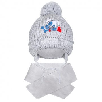 Zimná detská čiapočka so šálom New Baby psík sivá Zimná detská čiapočka so šálom New Baby psík sivá