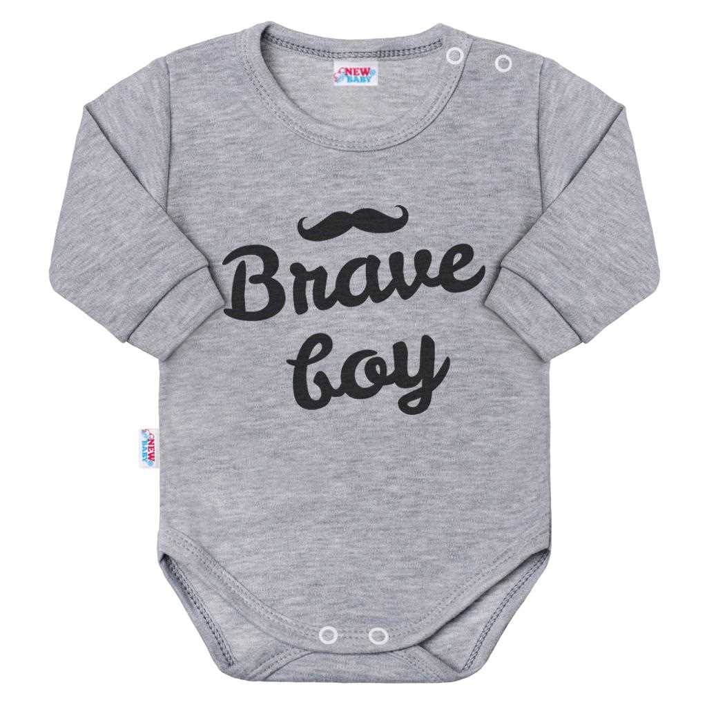 Dojčenské body s dlhým rukávom New Baby Brave boy sivé Dojčenské body s dlhým rukávom New Baby Brave boy sivé