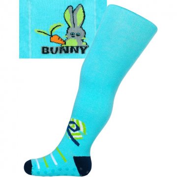 Bavlnené pančucháčky New Baby s ABS tyrkysové bunny s mašľou Bavlnené pančucháčky New Baby s ABS tyrkysové bunny s mašľou