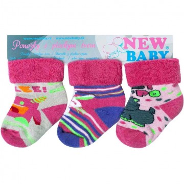 Dojčenské froté ponožky New Baby farebné - 3ks Dojčenské froté ponožky New Baby farebné - 3ks