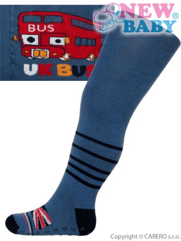 Bavlnené pančucháčky New Baby s ABS tmavo modré UK bus Bavlnené pančucháčky New Baby s ABS tmavo modré UK bus