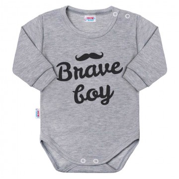 Dojčenské body s dlhým rukávom New Baby Brave boy sivé Dojčenské body s dlhým rukávom New Baby Brave boy sivé