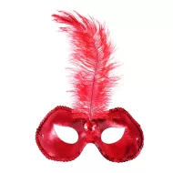 Červená škraboška / maska s pierkom
